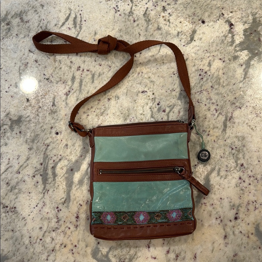 The Sak Brown and Green Crossbody Bag